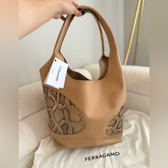 Salvatore Ferragamo Handbags - $3000 Salvatore Ferragamo Hobo Bag With Cut-Out Detailing, Light Caramel